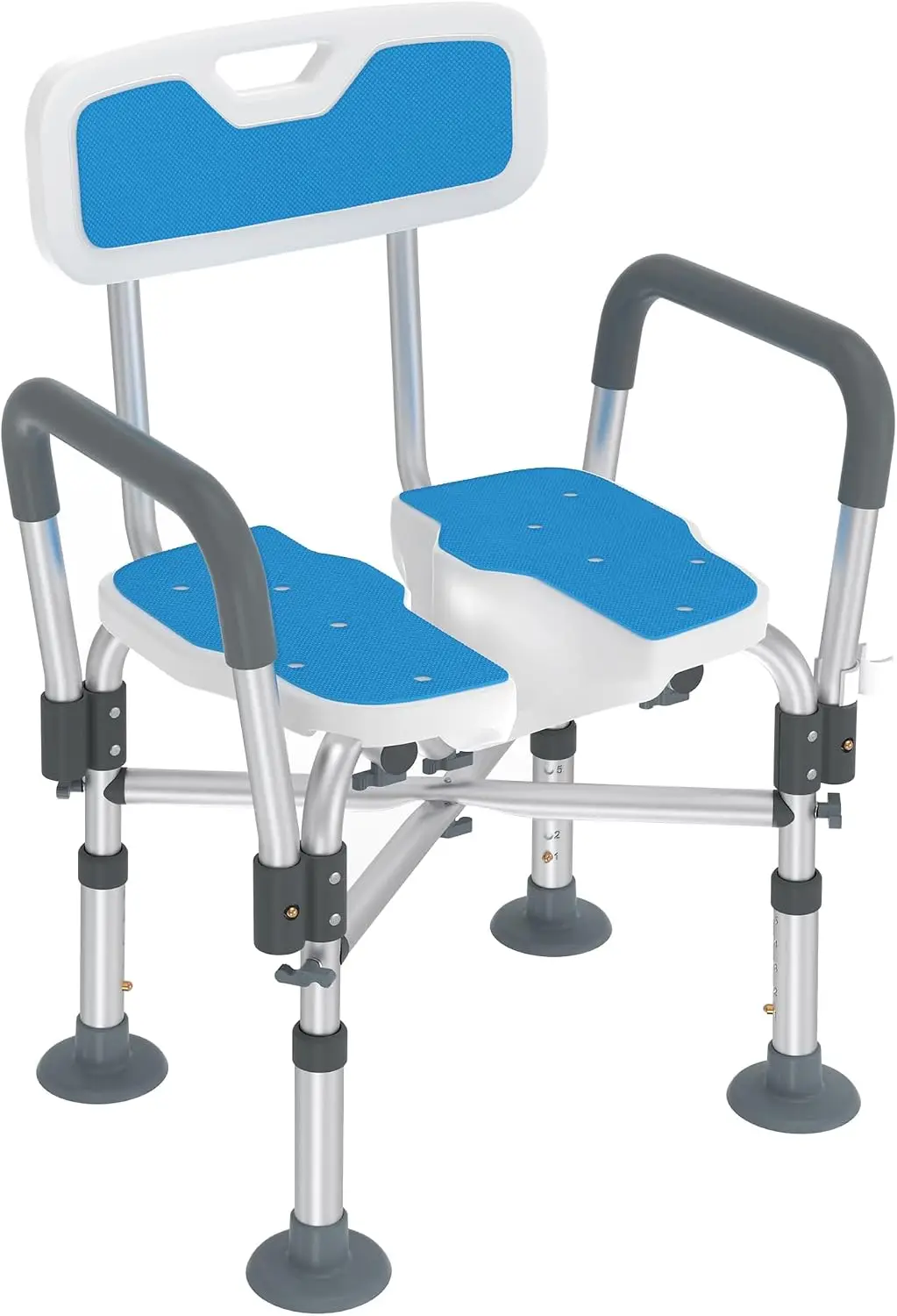 NONE Sgabello da doccia regolabile in altezza per anziani, con design a scanalature e struttura in alluminio incrociato, sedile da doccia per il bagno