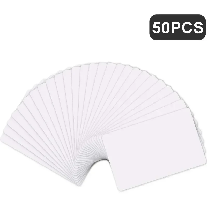 50-pz-smart-card-ntag216-1356mhz-in-pvc-bianco-tag-rfid-nfc-con-chip-ic-vuoto-da-888-byte-iso14443a-per-telefoni-android-e-ios-nfc