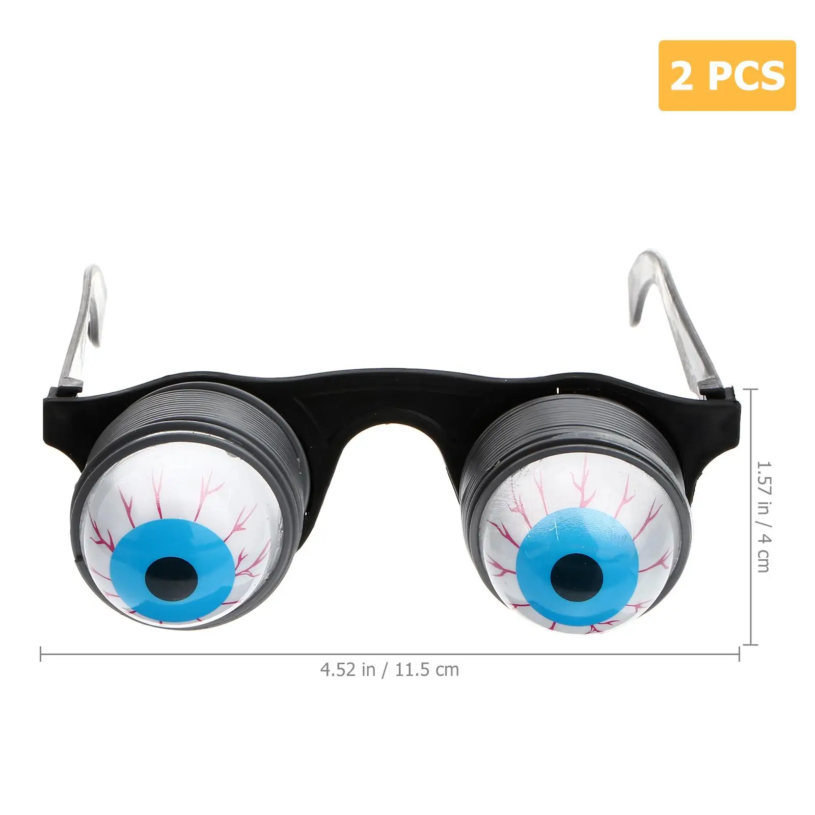 2 Pcs Funny Eyeball Glasses Horror Gag Prank Halloween Party Favors Novelty Sunglasses for Kids Black Thick Plastic