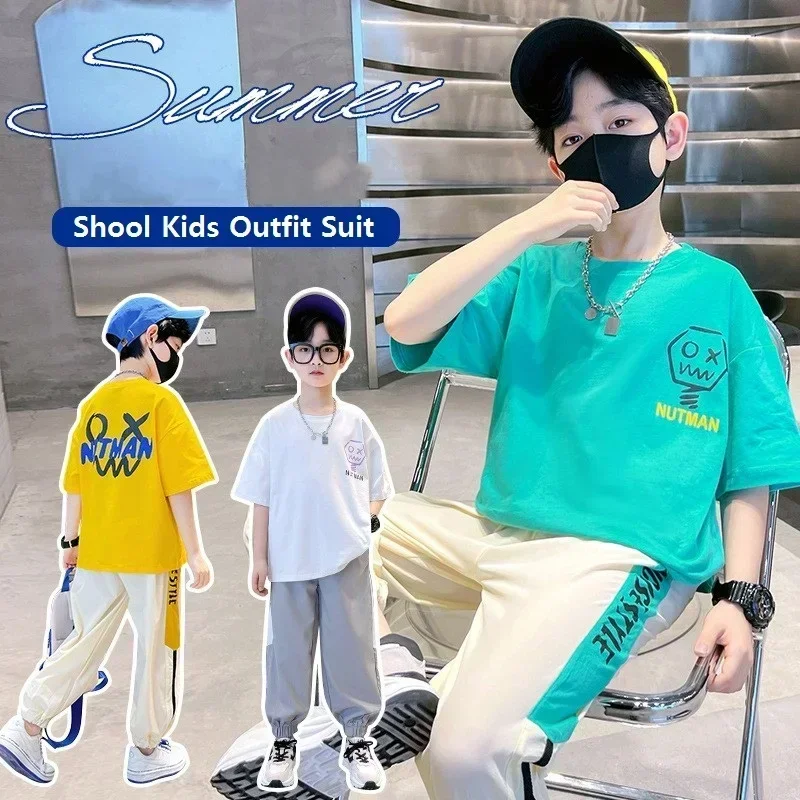 

Boys' Clothes Set Korean Children's 2024 5 6 7 8 9 10 11 12 13 14 15 Year Summer Suit for Boy Toddler Outfits Children's Set