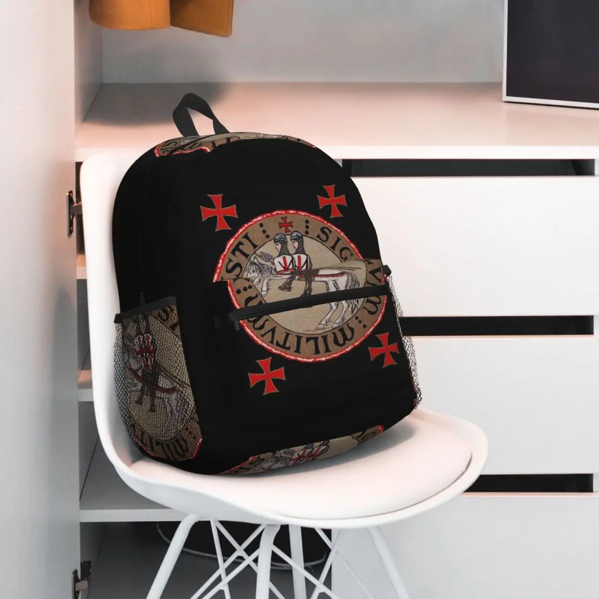 Medieval Seal Of The Knights Templar 1 Backpack Daypack Large Capacity Children BookBag School Bag Shoulder Bags for Men Women