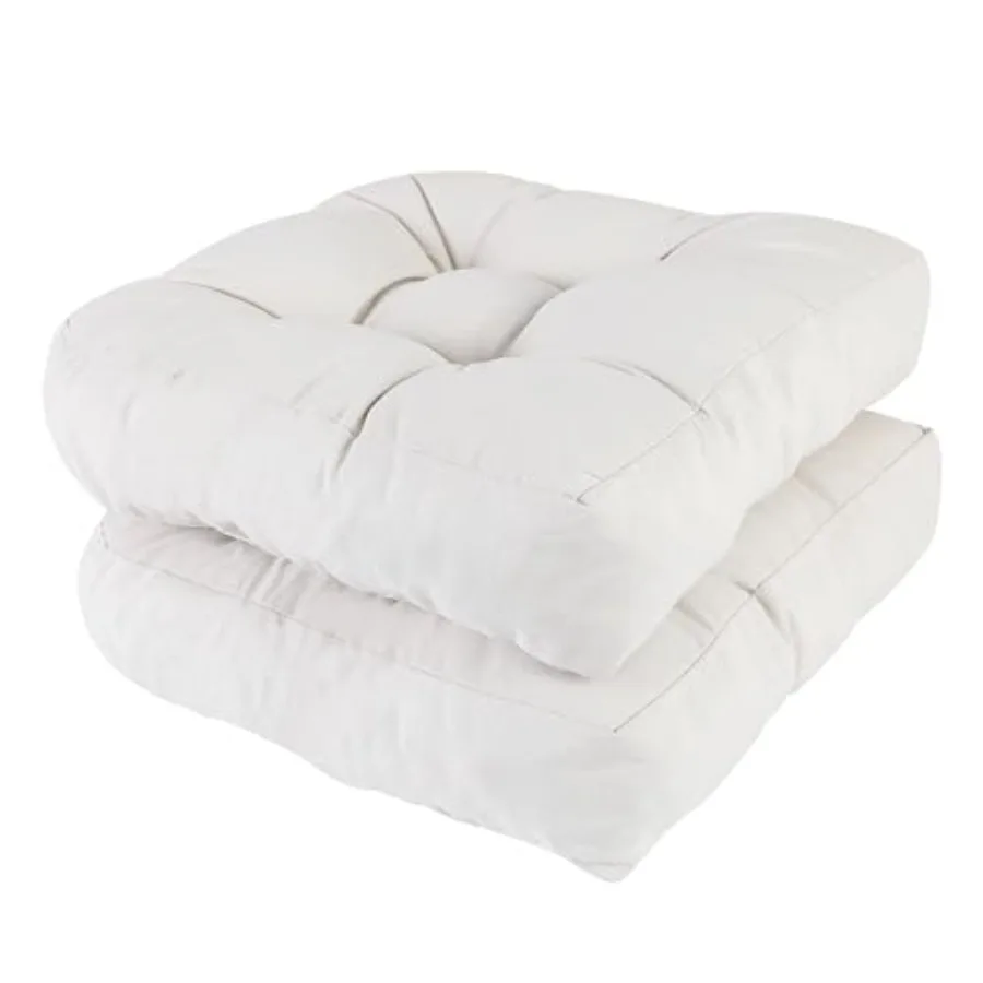 

17 x 17 Patio Chair Cushions Beige - Outdoor/Indoor Tufted Memory Foam Chair Pads Set of 2 Water-Resistant Olefin Chair Seat Cu