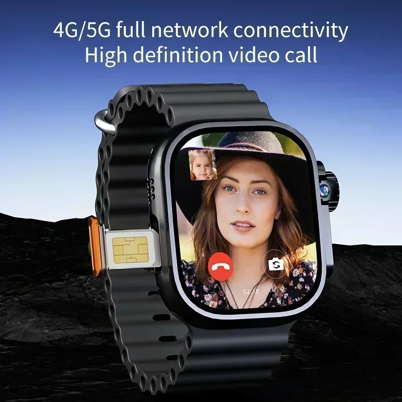 ساعة ذكية متقدمة DW100 4G تعمل بنظام أندرويد 2025 للاتصال العالمي بصمة الإصبع فتح 2.29 بوصة AMOLED 4G SIM دردشة فيديو WIFI GPS
