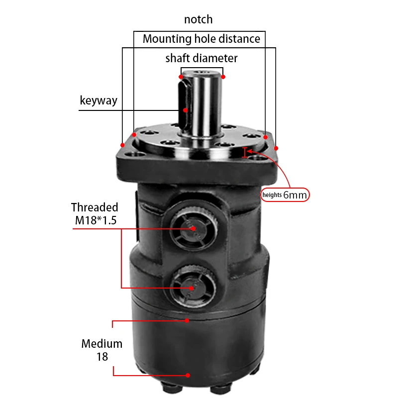 BMR Series Hydraulic Motor Two-Hole/Four-Hole High Torque Forward Reverse Low Noise Hydraulic Motor High Speed Cycloid Trans