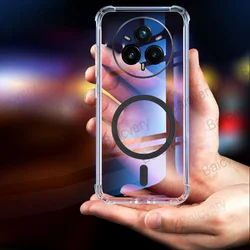 Capas For Realme 14 Pro 5G RMX5056 Pro+ Plus RMX5051 Transparent Clear Soft TPU Cover With Magnetic Sticker