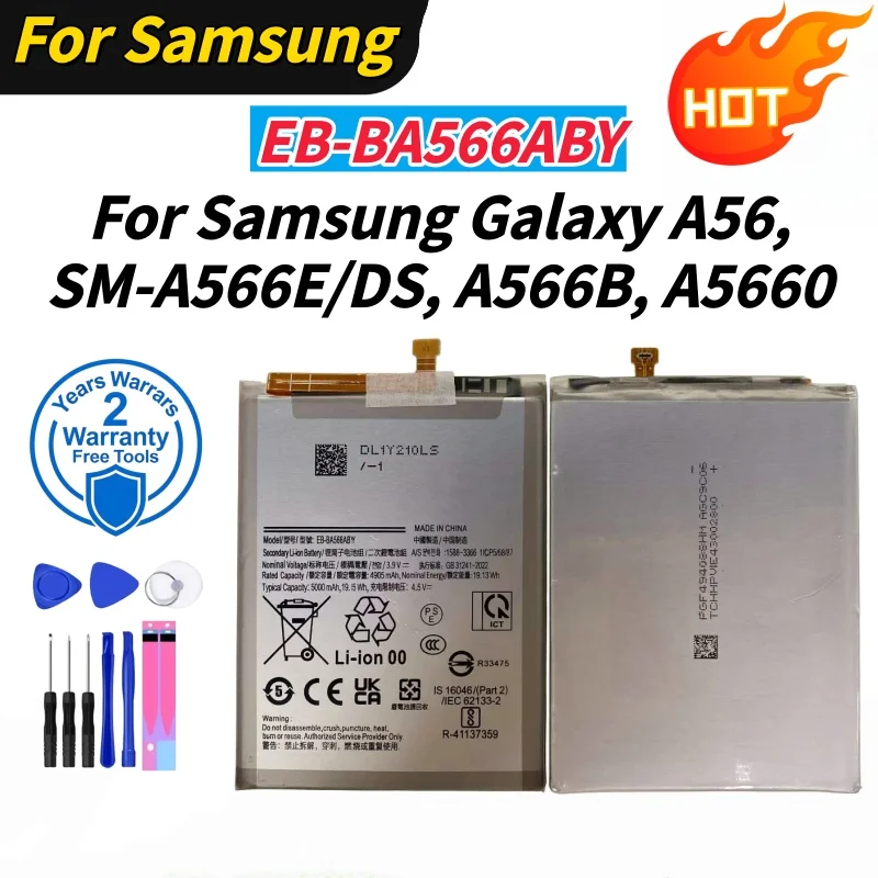 100% New Date Original High Quality 5000mAh EB-BA566ABY For Samsung Galaxy A56 SM-A566E/DS A566B A5660 Phone Battery+Tools