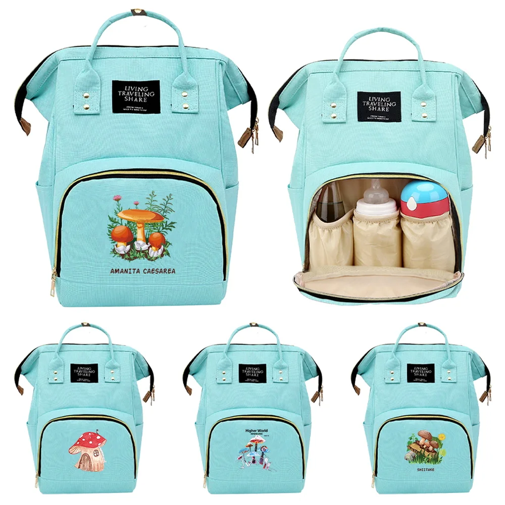 New Diaper Bag Mummy Bags Backpack Waterproof Travel Needments Babybag Large Capacity Travel Organizer Bags Mushroom Pattern