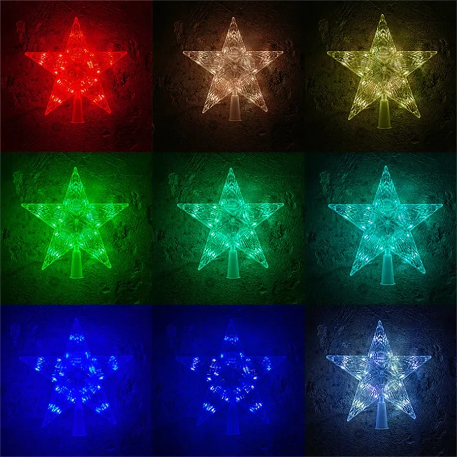 Christmas Tree Topper Star Light Decor 16 Color Changing Remote Controller Multicolor LED Christmas Star USB Powered Xmas Gift