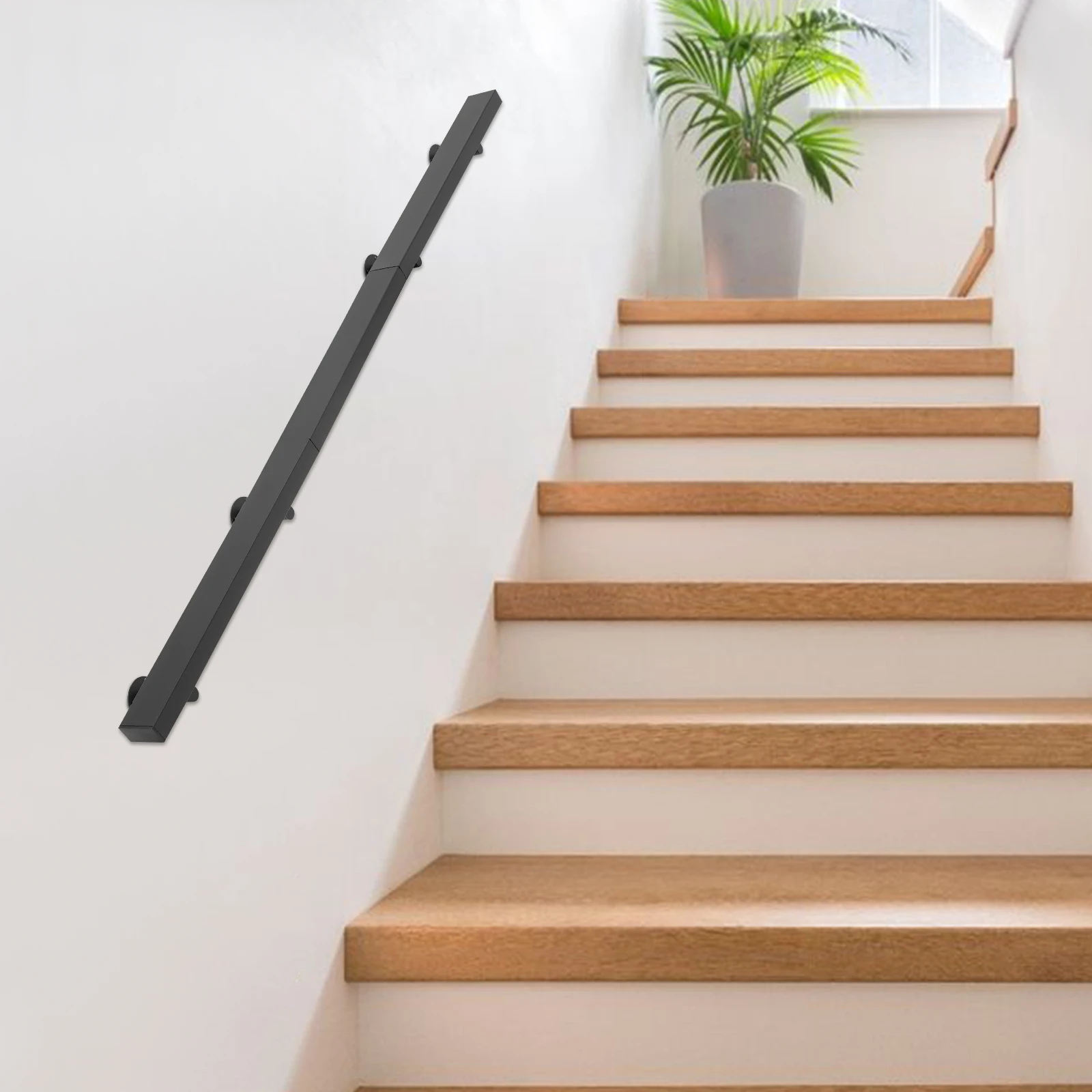 

Modern Rectangle Stair Railing Kit 8*4*183cm Professional Stainless Steel Handrail 90.72kg Load Capacity Indoor&Outdoor Staircase Handrail Installed for Homes/Offices/Public Places