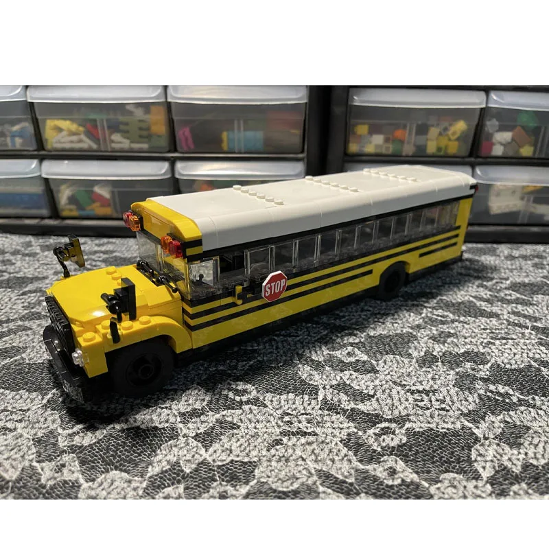 

MOC-134749 New Urban Transport School Bus Building Block Model, 357Pieces, Boys' and Children's Birthday Building Block Toy Gift