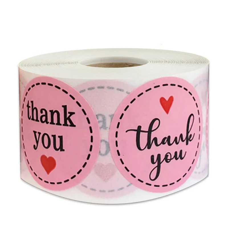 50pcs 1 inch Pink Thank You Stickers Gold Foil Seal Labels  Wedding Party Favors Envelope Supplies Stationery Stickers