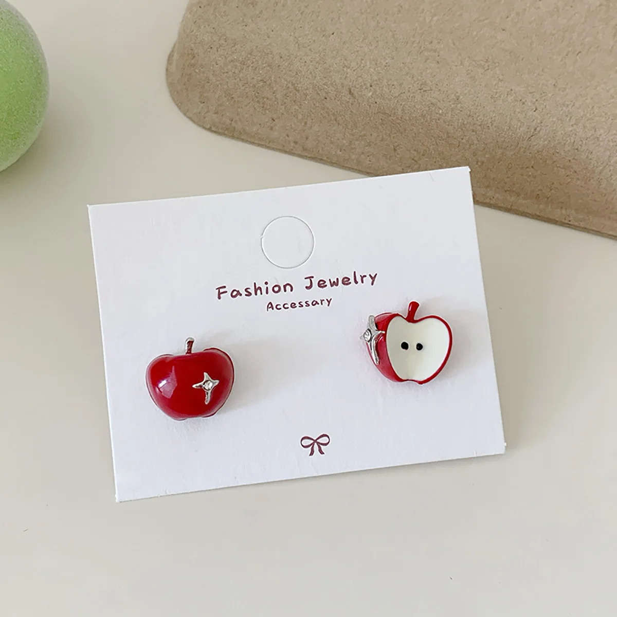 Summer Fresh Drip Oil Green Red Apple Earrings for Women Delicate Sweet Style Small Student Fashion Jewelry Accessory