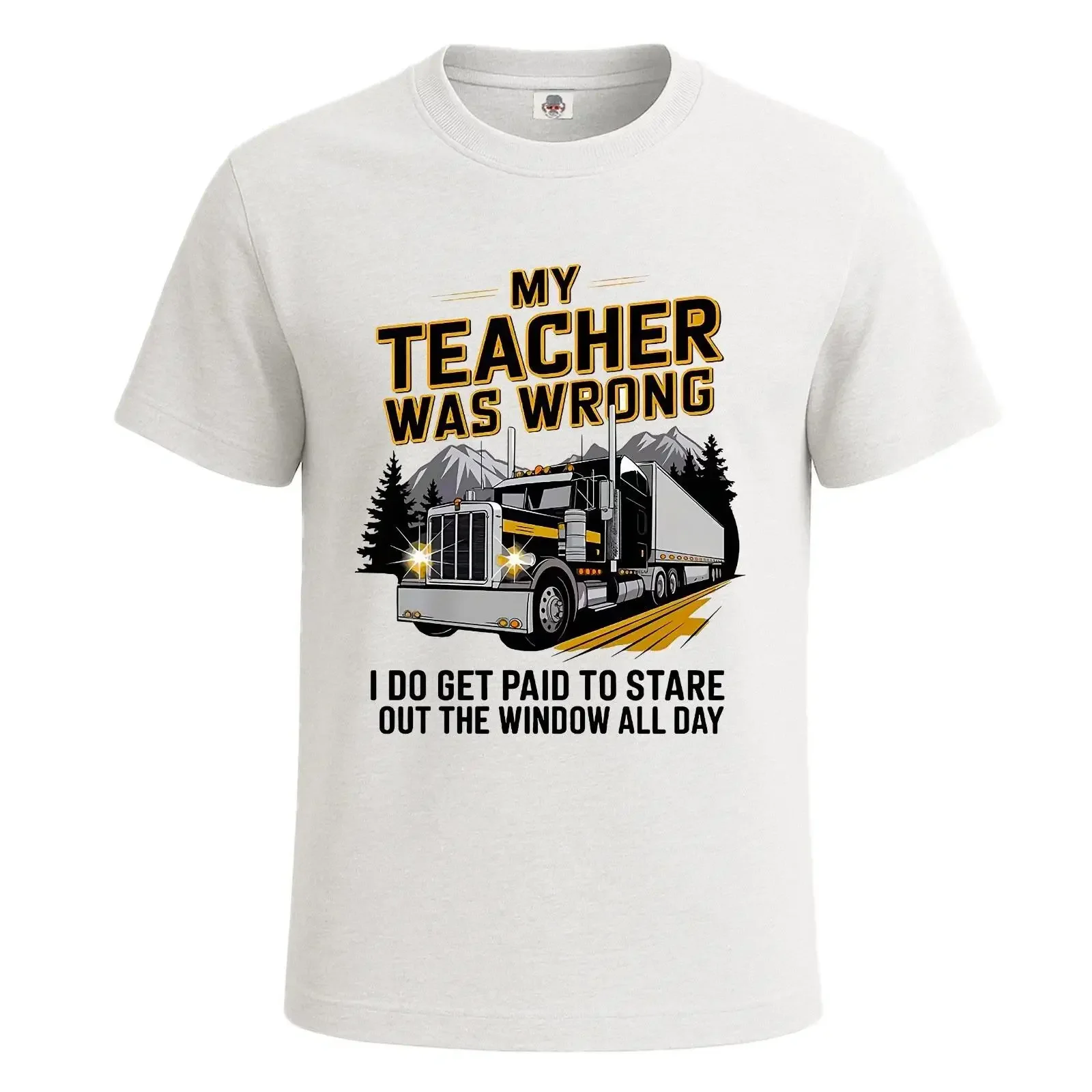 My Teacher Was Wrong Vintage Truck Driver Men's T Shirt Party Joke Top vintage Washed streetwear designer clothes homme Casual