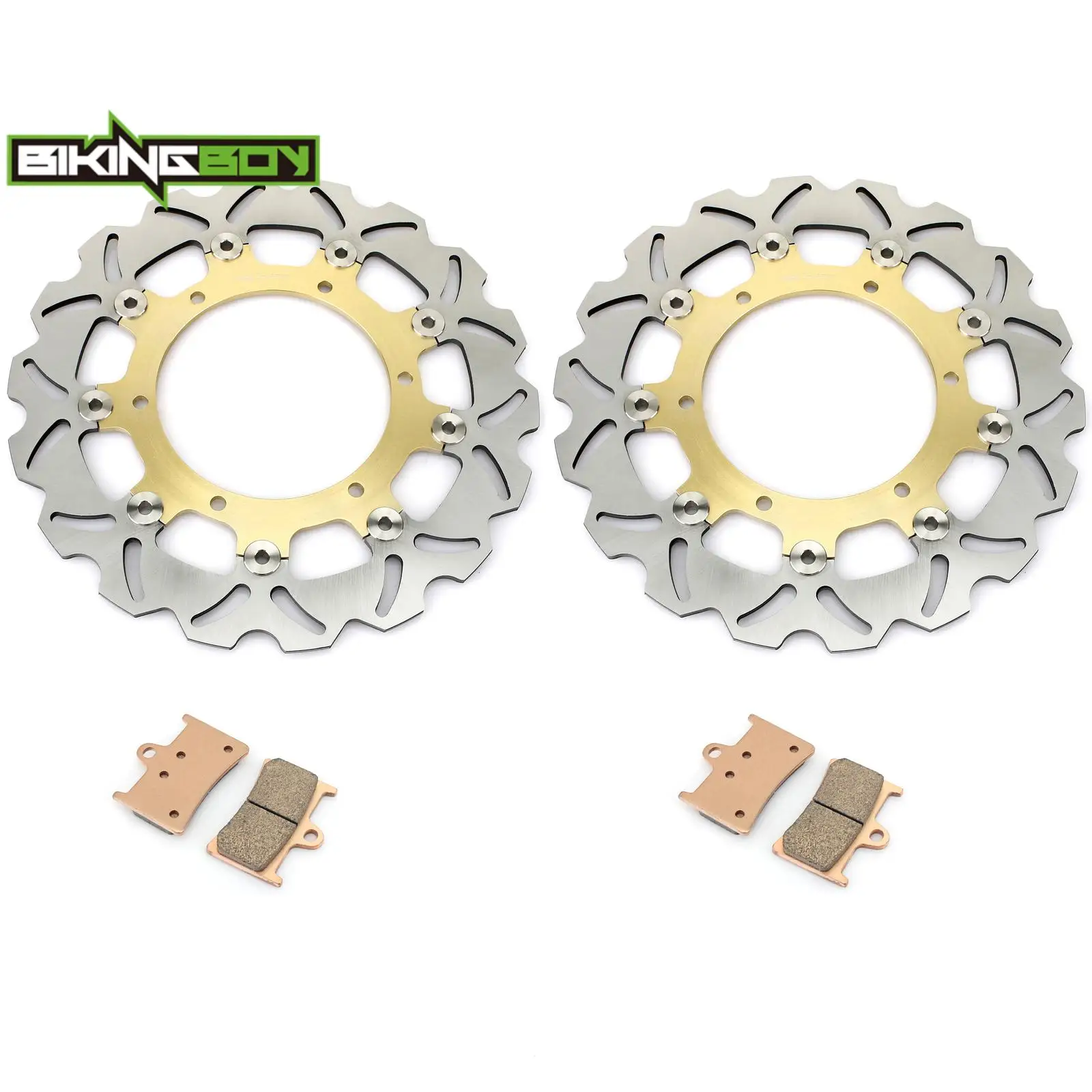 BIKINGBOY Front Brake Discs Rotors Pads YZF R1 98-03 R6 99 01 02 YZF 600 R 97-07 600R Thunder Cat 96-03 1000R Thunderace 96-01