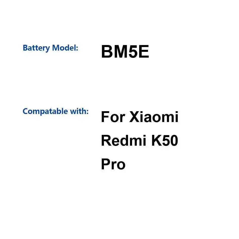 

Высокоэффективный аккумулятор мобильного телефона для Xiaomi Redmi K50 Pro BM5E 5000 мАч