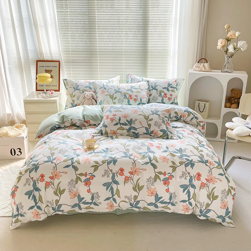 

3pcs 100% Cotton Duvet Cover Fashion Elegant Floral Soft Breathable And Skin-friendly Fabric for Single Twin Bedding Set no fill