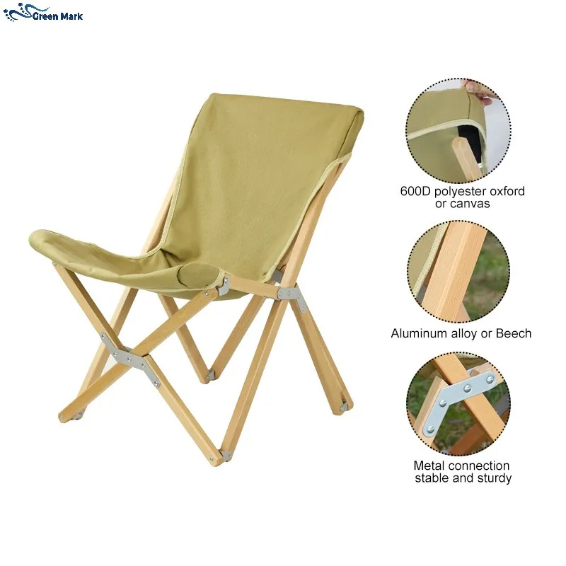 

White Chair Has Variety of Styles and Sizes Beech Canvas Easy Foldable Outdoor Camping Folding Wood Chair