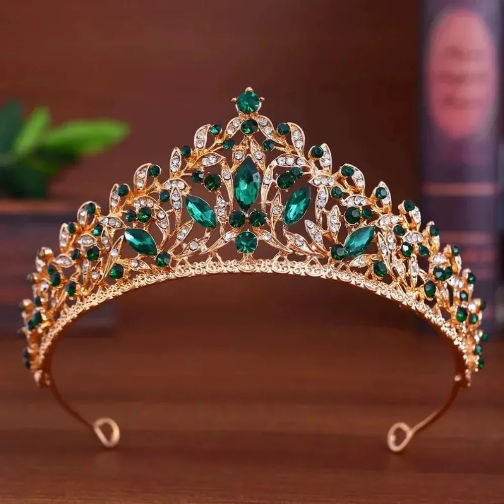 

Forest-style bride's crown headwear, alloy diamond-encrusted leaf hairband, wedding dress accessories, light luxury crown