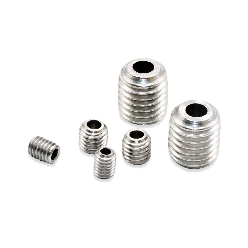 1/2/5pcs M3 M4 to M16 304 Stainless Steel Hollow Hole Through Air Out Allen Hex Hexagon Socket Flat Grub Set Screw Headless Bolt