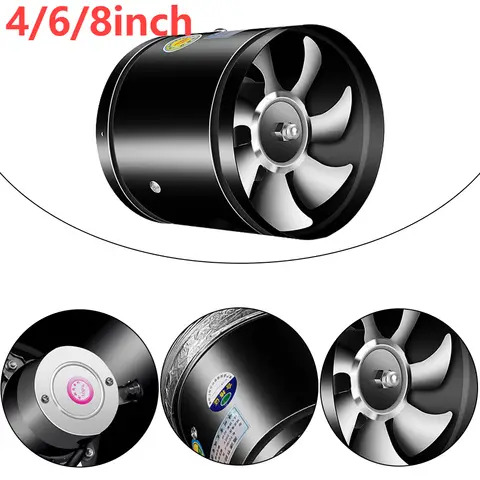 2800RPM 미니 추출기 금속 4 6 8 인치 파이프 공기 통풍기 화장실 벽 팬 욕실 화장실 용 저소음 주방 공기 통풍기
