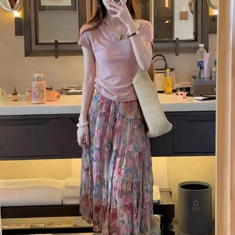 

Комплект из топа и полуюбки с цветочным принтом Sweet Princess, женский модный летний комплект, новое поступление, нежный элегантный стиль