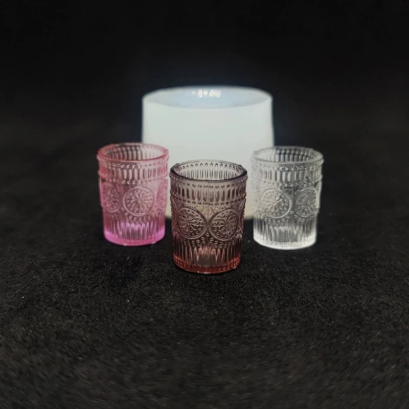 Taza de cristal en miniatura para casa de muñecas, vajilla de silicona, vajilla DIY, accesorios para casa de muñecas, juguetes para juego de imitación, 1 ud.