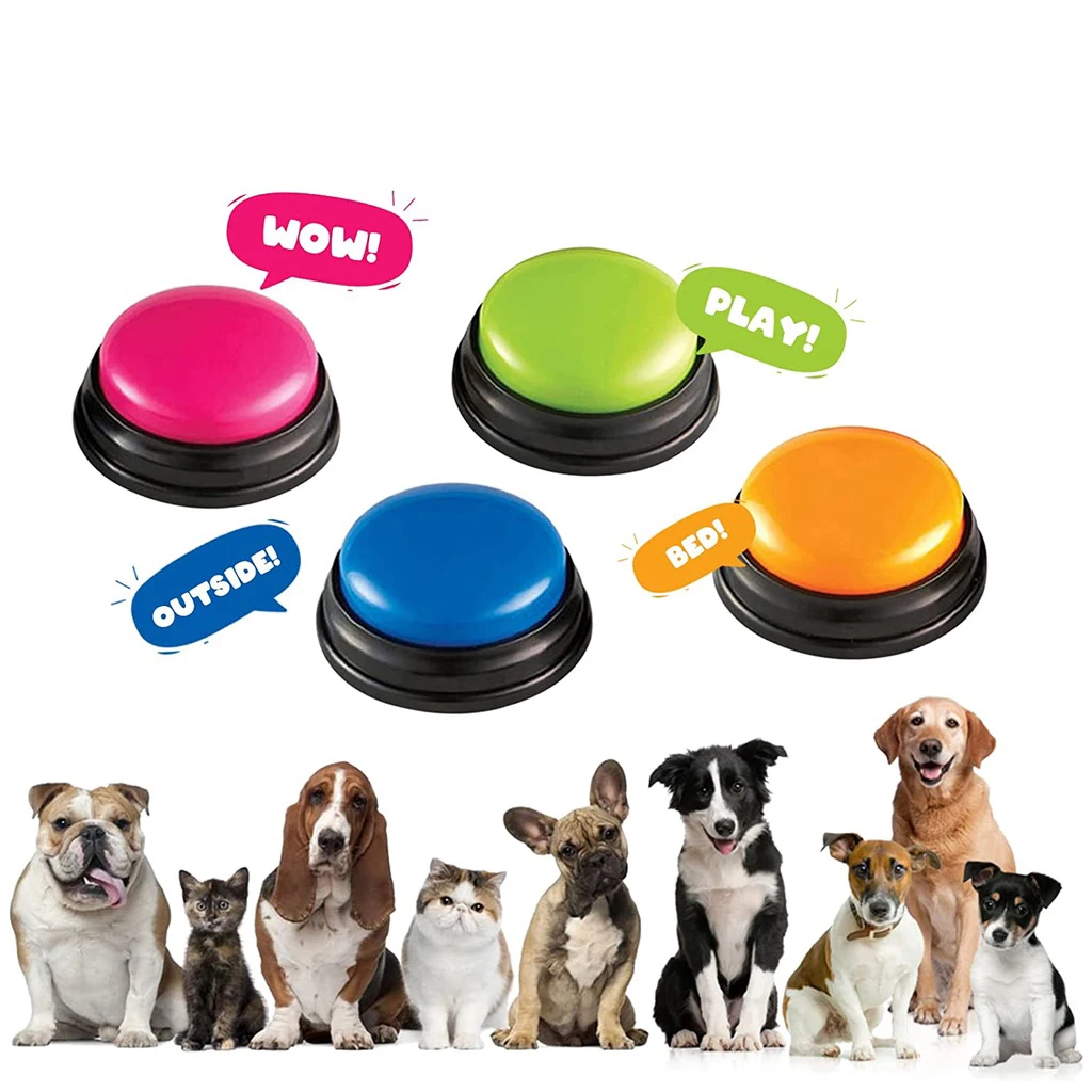 

Dogs Buttons Toys Funny Recordable Pet Toy Pet Training Buzzer 30 Second Record Playback for Talking Communication Pets Supplies