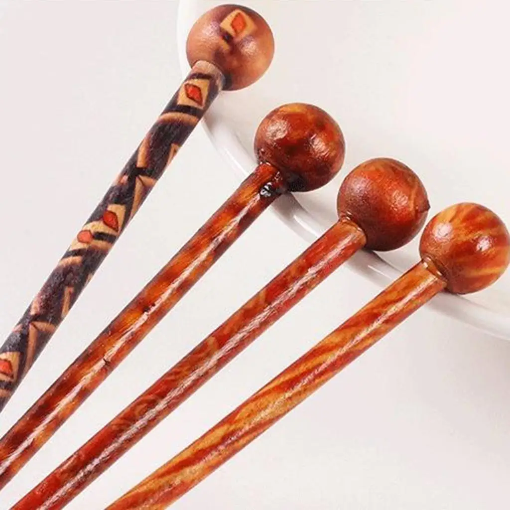 12Pieces 5.12inch Retro Hair Sticks Flowers Printed Wood Hairpin Chopsticks Wooden Hairpin Headdress DIY Accessories
