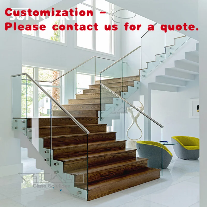 custom.Modern Style Balustrade Heat Soaking Tempered Glass Stair Glass Railing