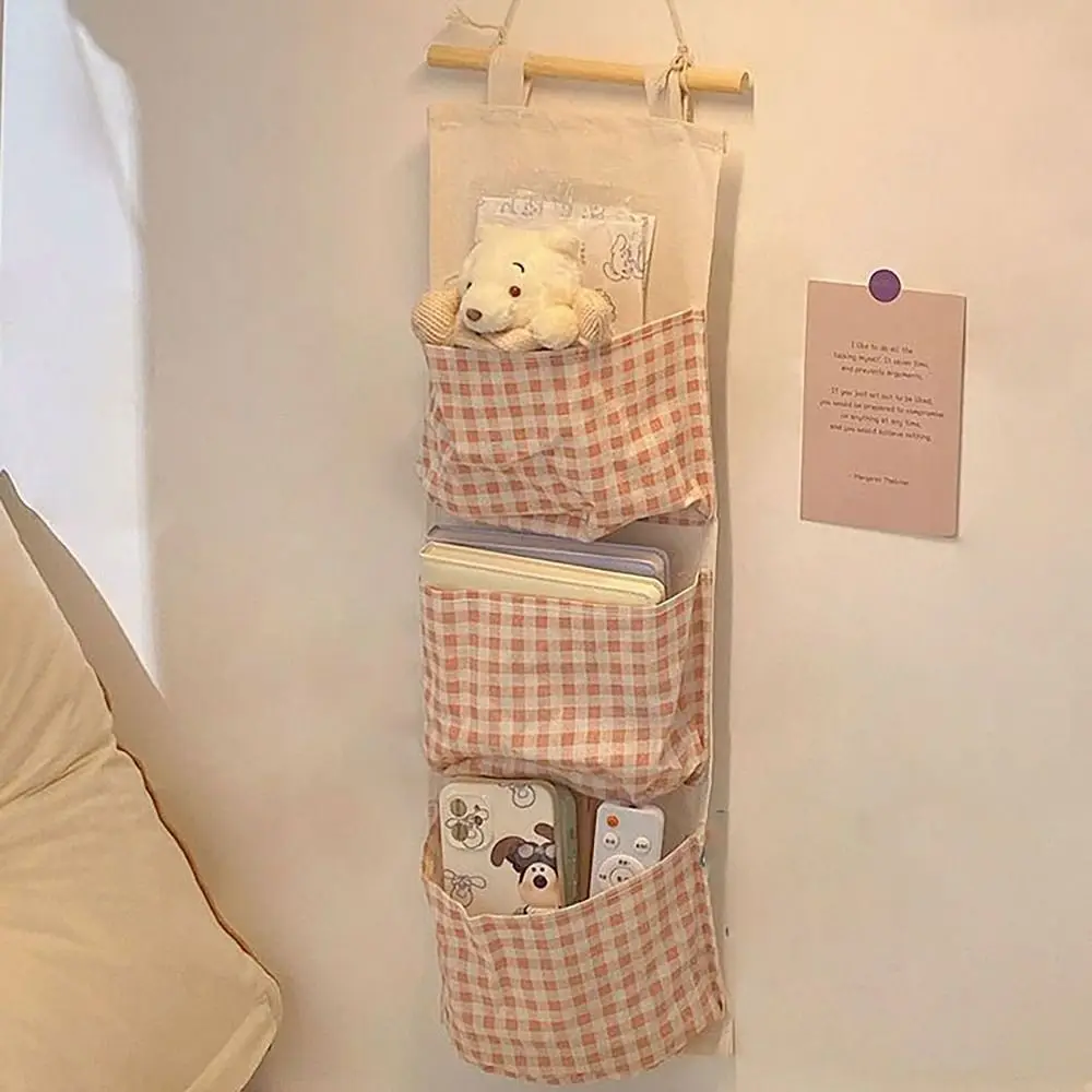 Convenient Plaid Pattern Hanging Bag Waterproof Large Capacity Storage Bag Ventilate Multifunctional Storage Condition Household