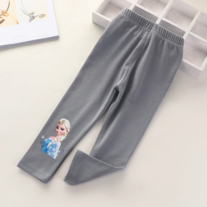 Disney New Girls Pants Cotton for Children Frozen Elsa Spring Autumn Baby Girl Pink Blue Trouser Lace Kids Legging Fashion 2-9Y