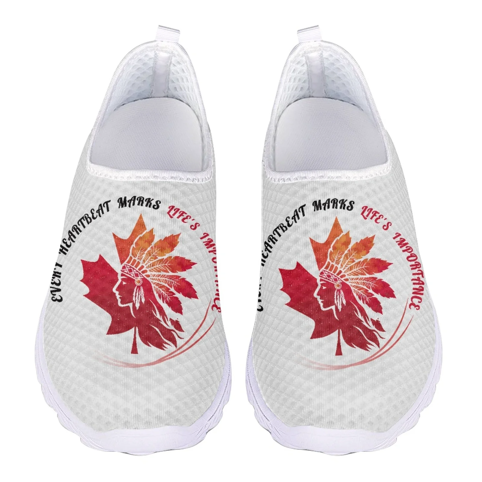 

Summer Candana Maple Leaf Print Mesh Penny Loafers Women Running Sneakers Slip On Flats Female Casual Shoes Ladies Beach Shoe