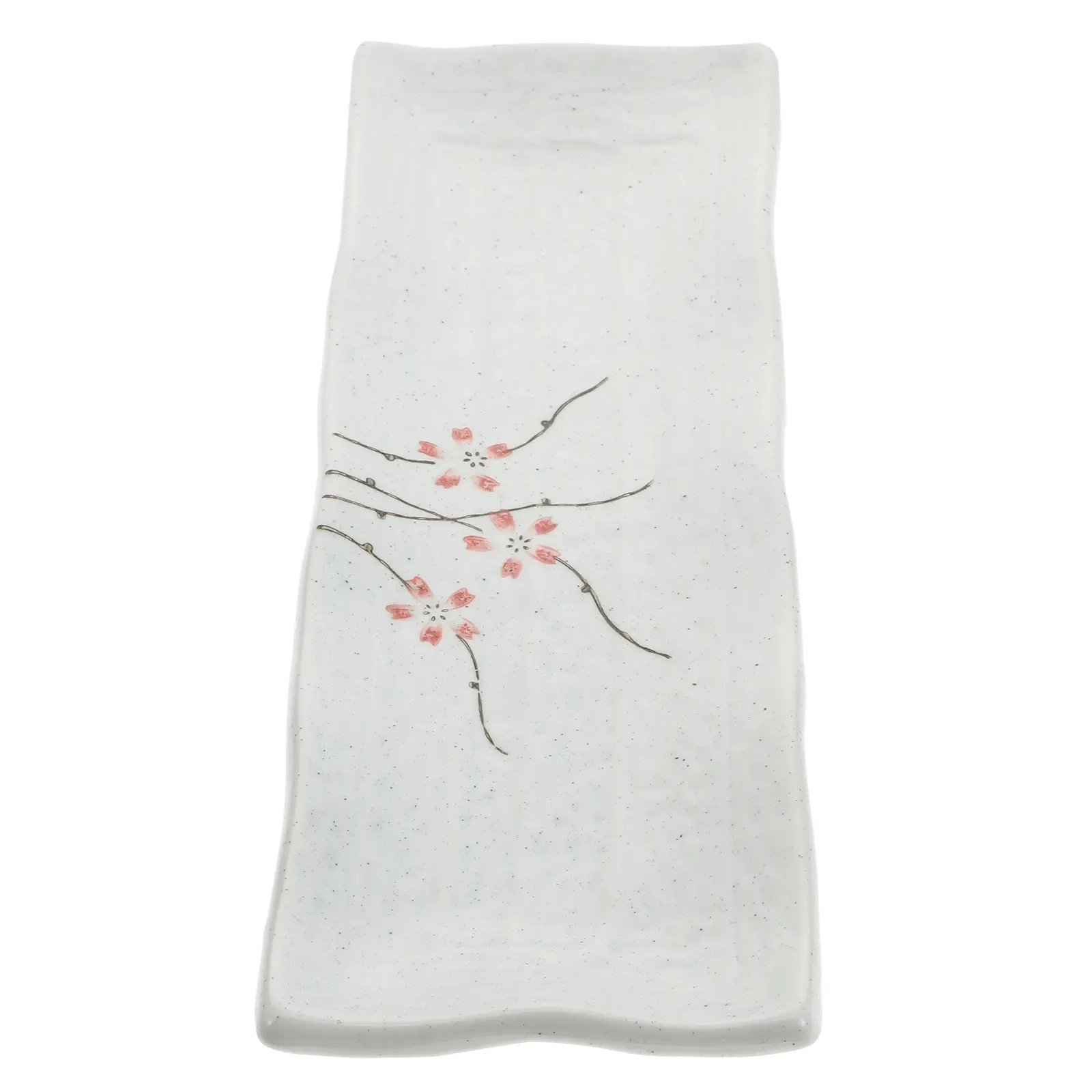 

1Pcs Ceramic Rectangular Plate Japanese Style Sushi Dish Hand-Painted Design for Snack Sashimi Dessert Elegant Food Service Tray