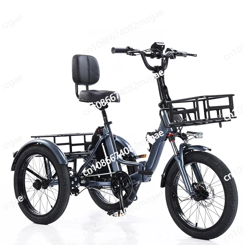 Adult Electric Tricycle Mini Car Cargo Vehicle Foldable 48V 350W 3 Wheel Folding Electric Bicycle 20 Inch For Men With Basket