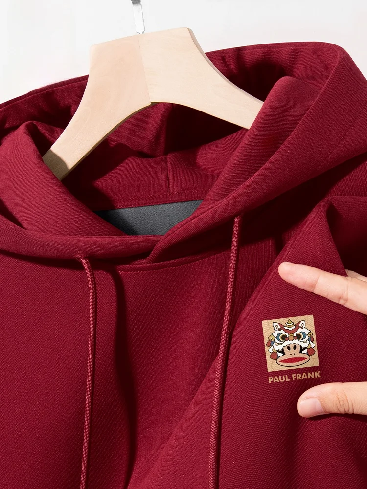 

Red Monkey Year Hoodie Men's Autumn Winter Festive Fce Lined Sweatirt Casual Comfortable Cotton Polyester Blend