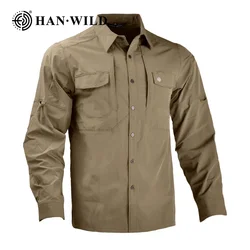 HAN WILD Men's Camping Clothing Lightweight Shirt Quick Dry Tactical Shirt Summer Long Sleeve Work Hunting Shirts Sport Clothes