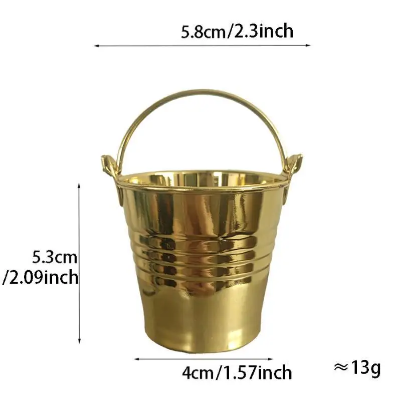 Stainless Steel Ice Bucket Portable Mini Round with Handles Rustproof for Outdoor Picnic Camping Drink Cooling