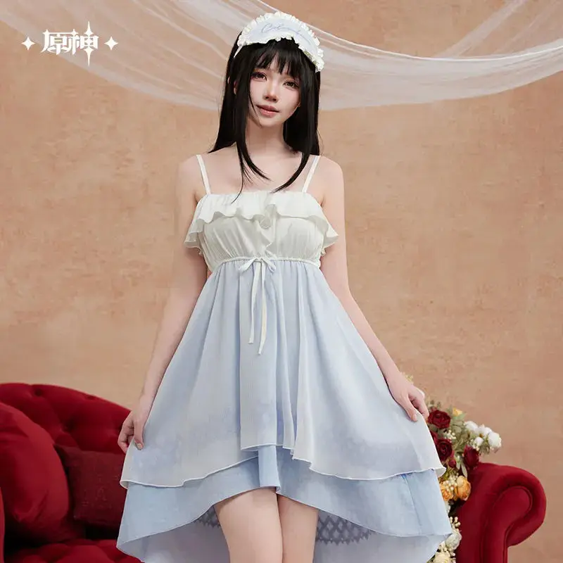 [Original] miHoYo Game Columbina Pyjamas Genshin Impact Columbina Series Nachthemd Augenmaske Anime Home Kostüm Cosplay Weihnachtsgeschenk