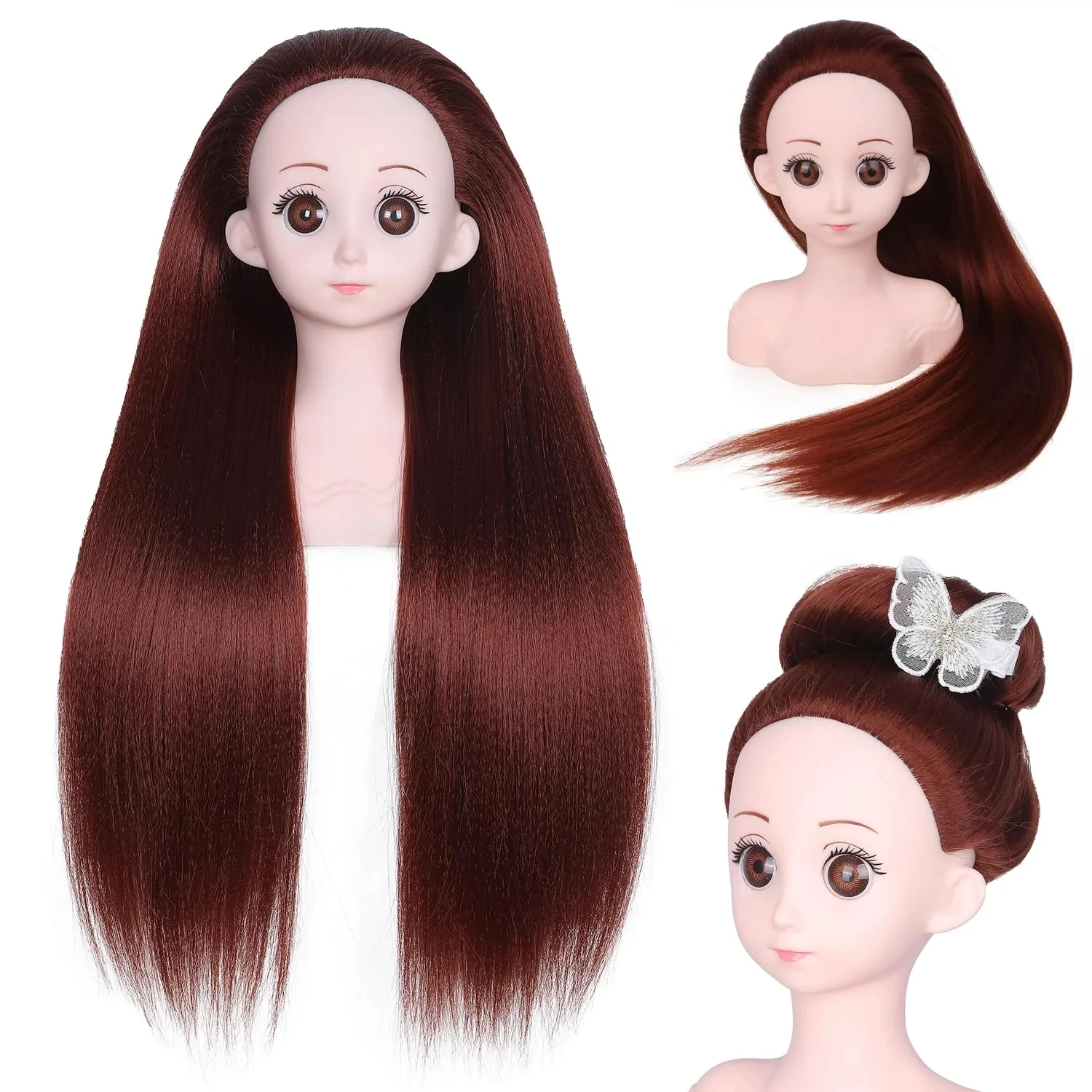 

Mannequin Head with Hair Manikin Doll Head for Styling and Braiding Practice for Girls Blonde SyntheticTraining Cute Children