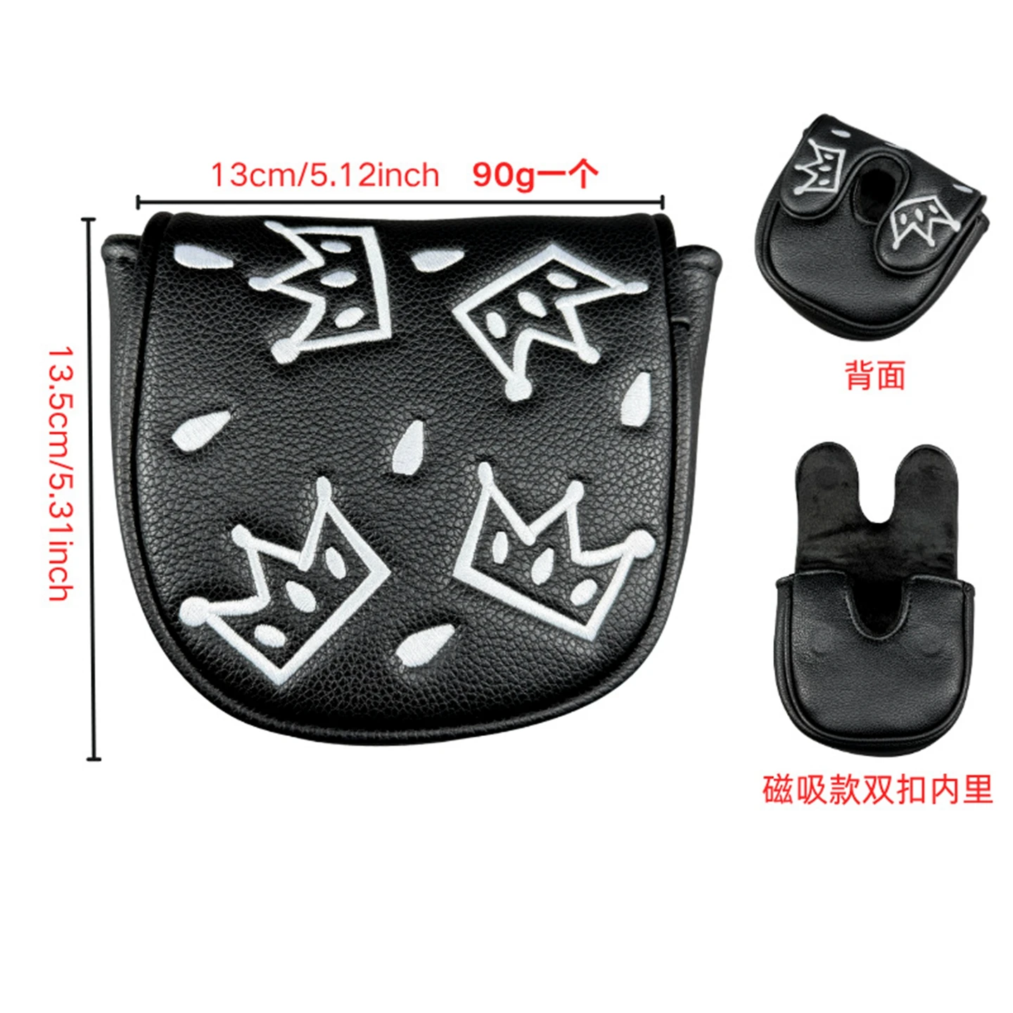 Golf Semi-Circular Putter Head Cover with Double Buckles, Compatible with DF Embroidered PU Putter Protective Covers image 2