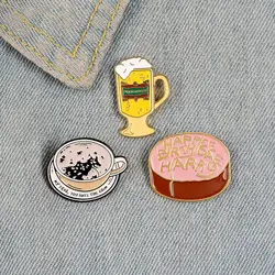 Butterbeer Enamel Pin Custom Birthday Cake Coffee Brooches Shirt Lapel Bag Magic World Badge Book Movie Jewelry Gift for Fans