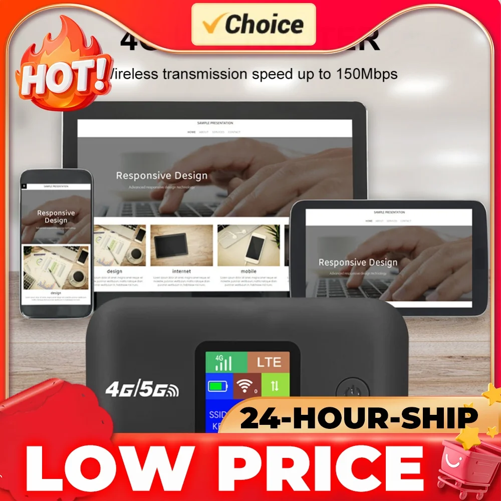 Pocket Wireless WiFi 150Mbps Portable Wireless Modem 3000mAh Mini Outdoor WIFI Hotspot with SIM Card Slot 4G Pocket WiFi Router