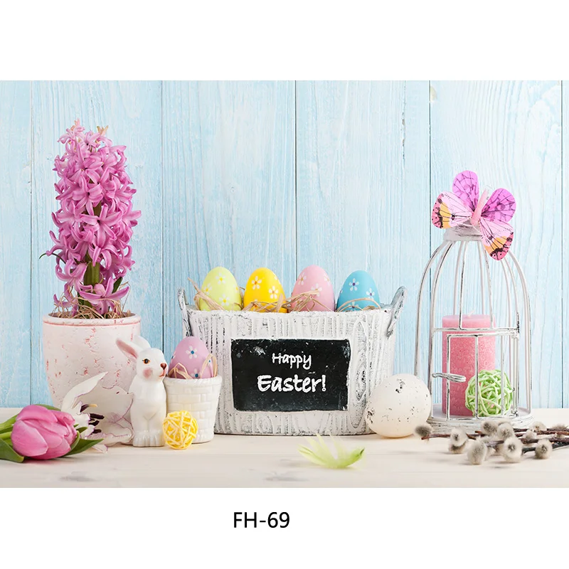 SHENGYONGBAO-بيض عيد الفصح والأرنب الخلفيات التصوير الفوتوغرافي ، صور استوديو الدعائم ، زهور الربيع ، وخلفيات الصور الطفل ، FH-35