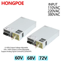 110VAC 220VAC 380VAC to DC 0-60V 68V 72V Power Supply 1500W-8000W 0-5V Analog Signal Control Output Voltage/Current Adjustable