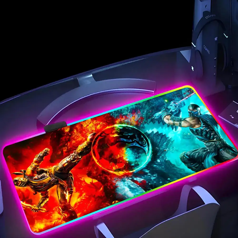 Game About M-Mortal K-Kombater MINISO Mouse Pad RGB Gaming Mousepad LED Large Gamer Mousepads XXL Keyboard Pads Luminous Desk Ma