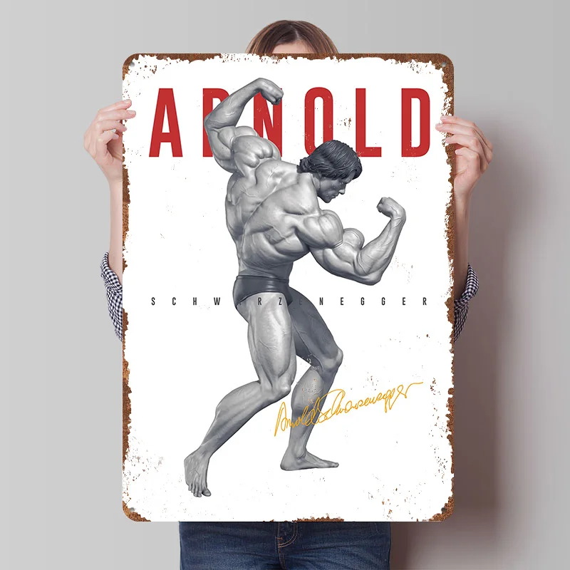 Arnold Schwarzenegger Printed Posters Customizable Wall Art Retro Vintage Metal Tin Signs for Home Room Desk Decor Custom Plate