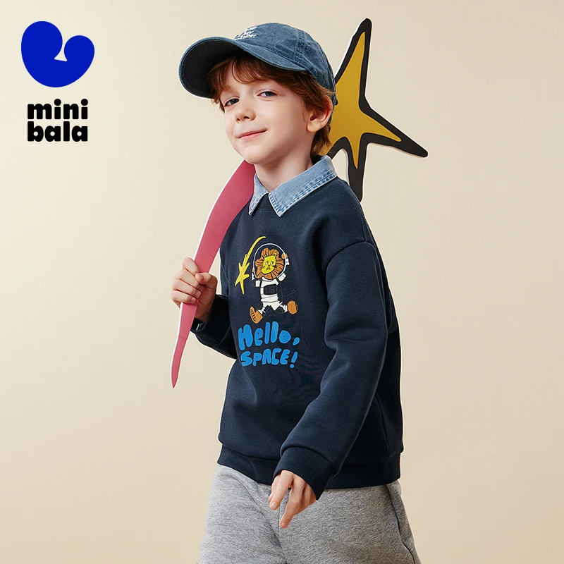 

Детский свитшот Mini Bala 2025, зимний теплый пуловер с длинными рукавами и забавным дизайном унисекс