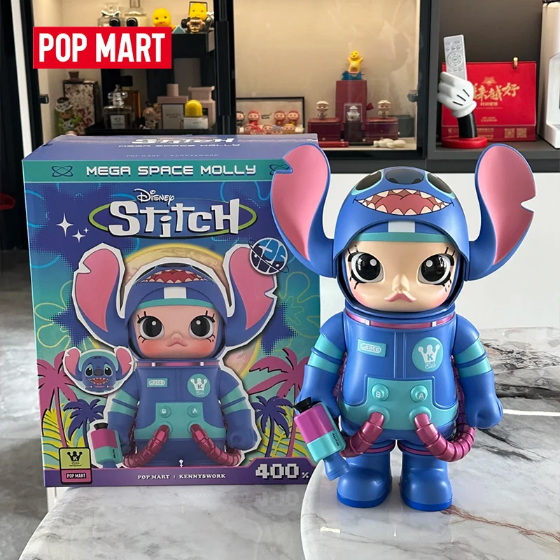 

Popmart Mega Space Molly Stitch 400% Action Figure Genuine Collectible Model Boys Toys Room Decoration Children'S Day Gift