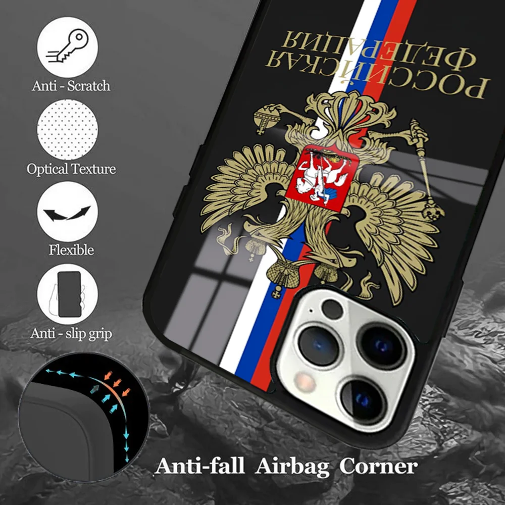 Russia Flag national emblem Phone Case For iPhone 16 15 14 13 12 11 Pro Max Plus Mini Magsafe Mirror Wireless Magnetic Cover - Image 3