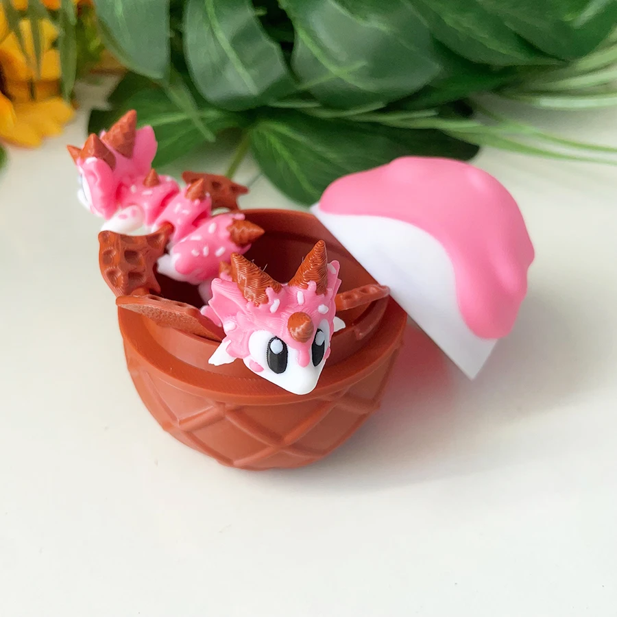 

3d Printing Cute And Silly Ice Cream Dragons And Egg Models, Creative Desktop Decoration Sculptures, Holiday Gifts